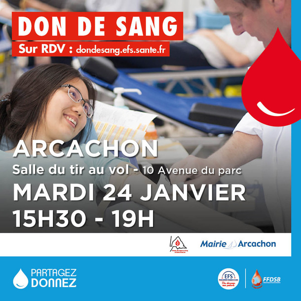 Appel au don de sang à Arcachon